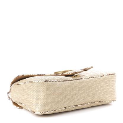 Gucci Raffia Elaphe Matelasse Small GG Marmont Shoulder Bag Natural Cream Brown 4 of 11
