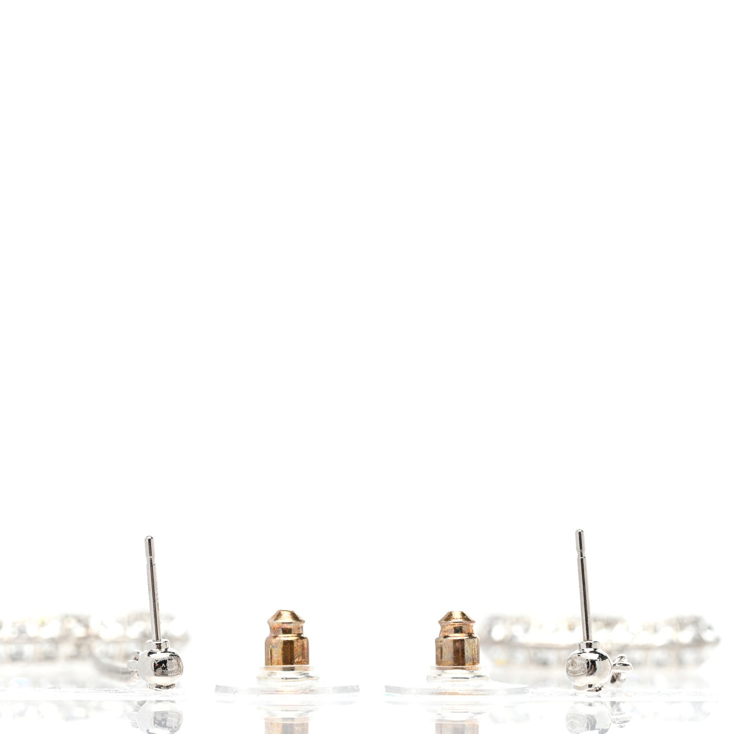 Baguette Crystal CC Drop Earrings Silver