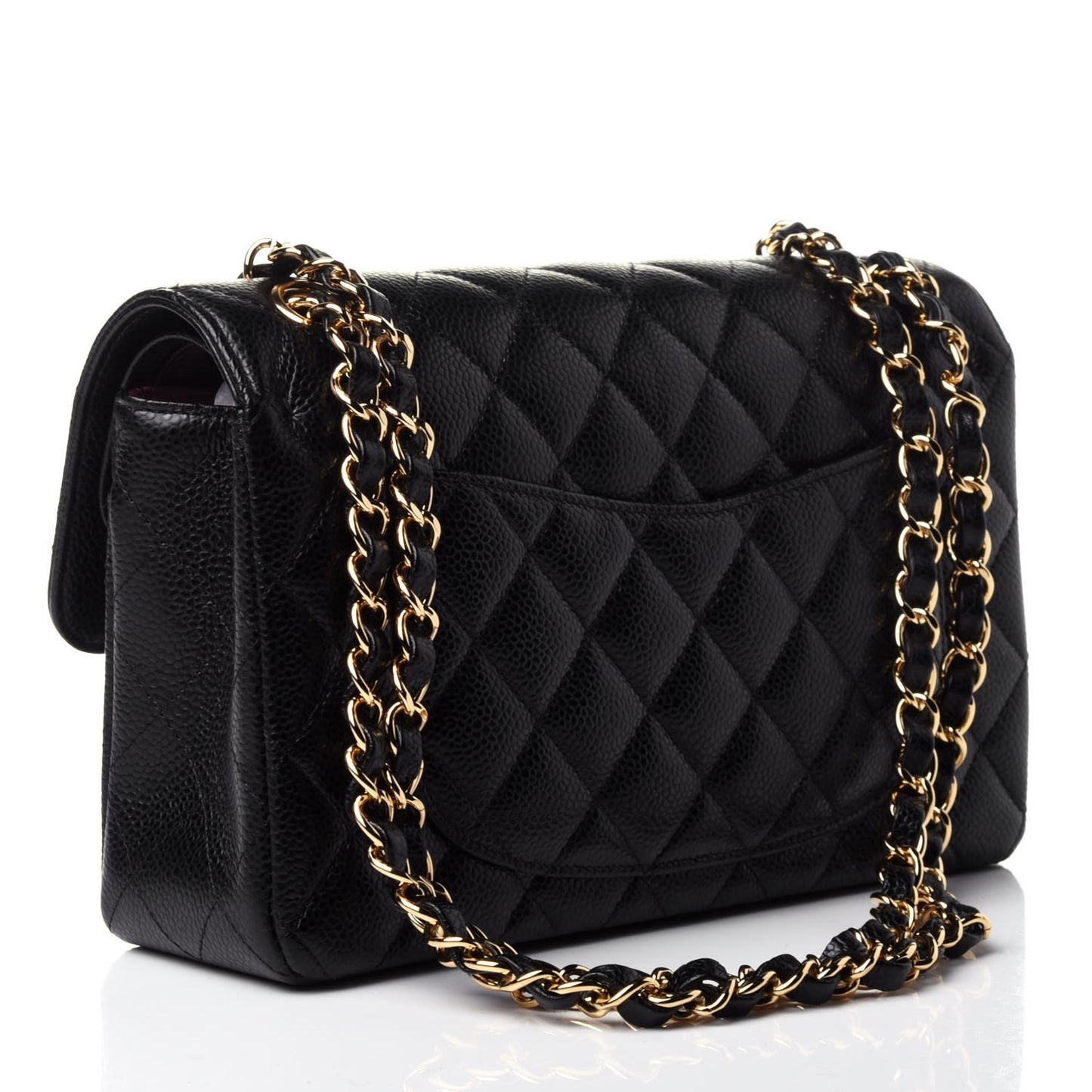 Caviar Quilted Small Double Flap Black