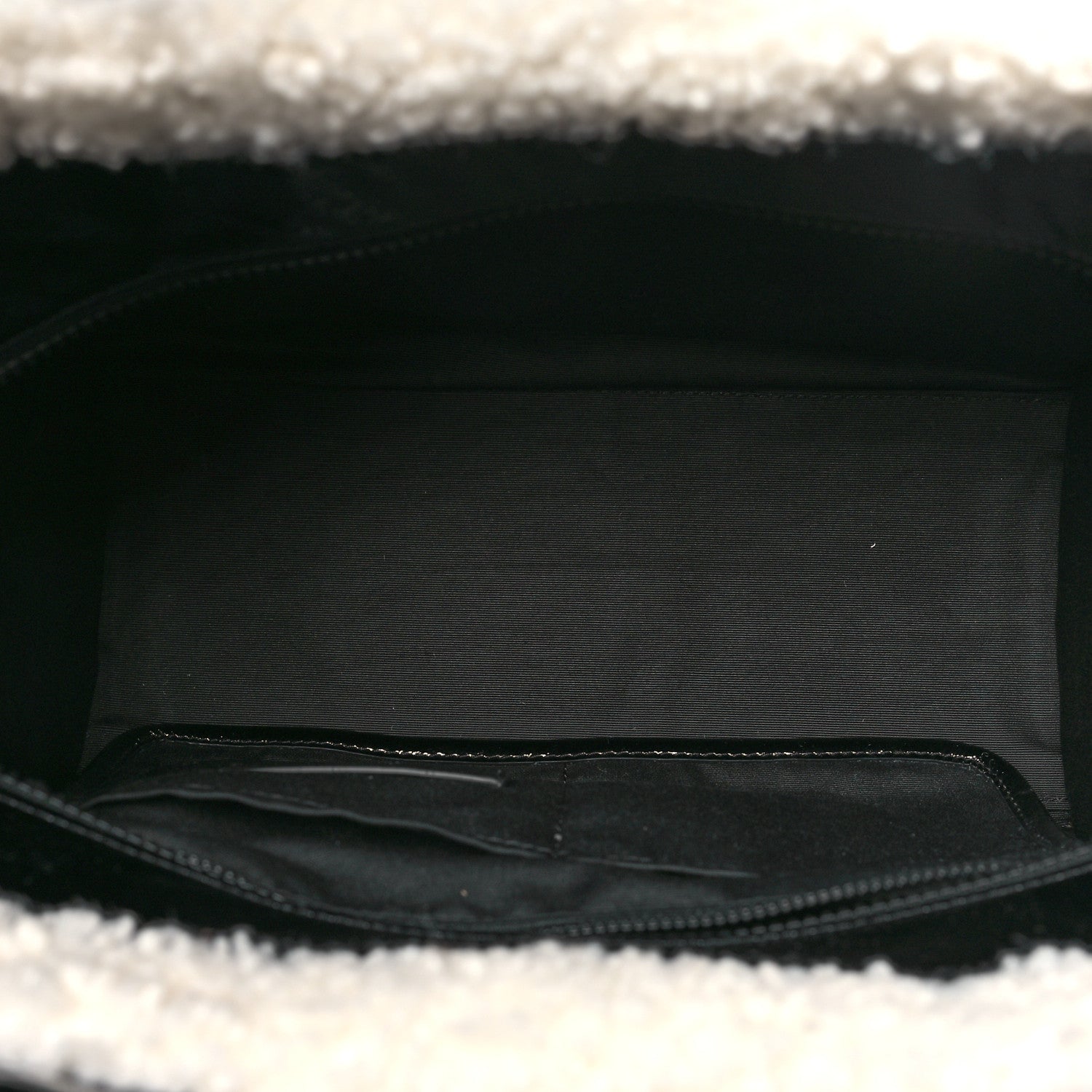 Marc Jacobs Shiny Calfskin Faux Shearling Small The Traveler Tote Bag Black 5 of 10