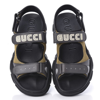 Gucci X SEGA Nappa Mesh Mens Aguru Sandals 12 Loess Black 5 of 10