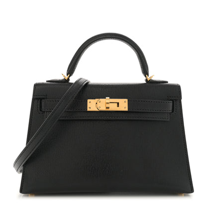 Hermes Chevre Chamkila Mini Kelly Sellier 20 Black 1 of 11