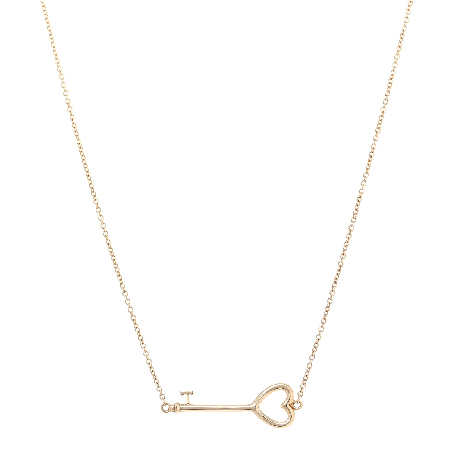 Tiffany 18K Yellow Gold Heart Key Pendant Necklace 3 of 5