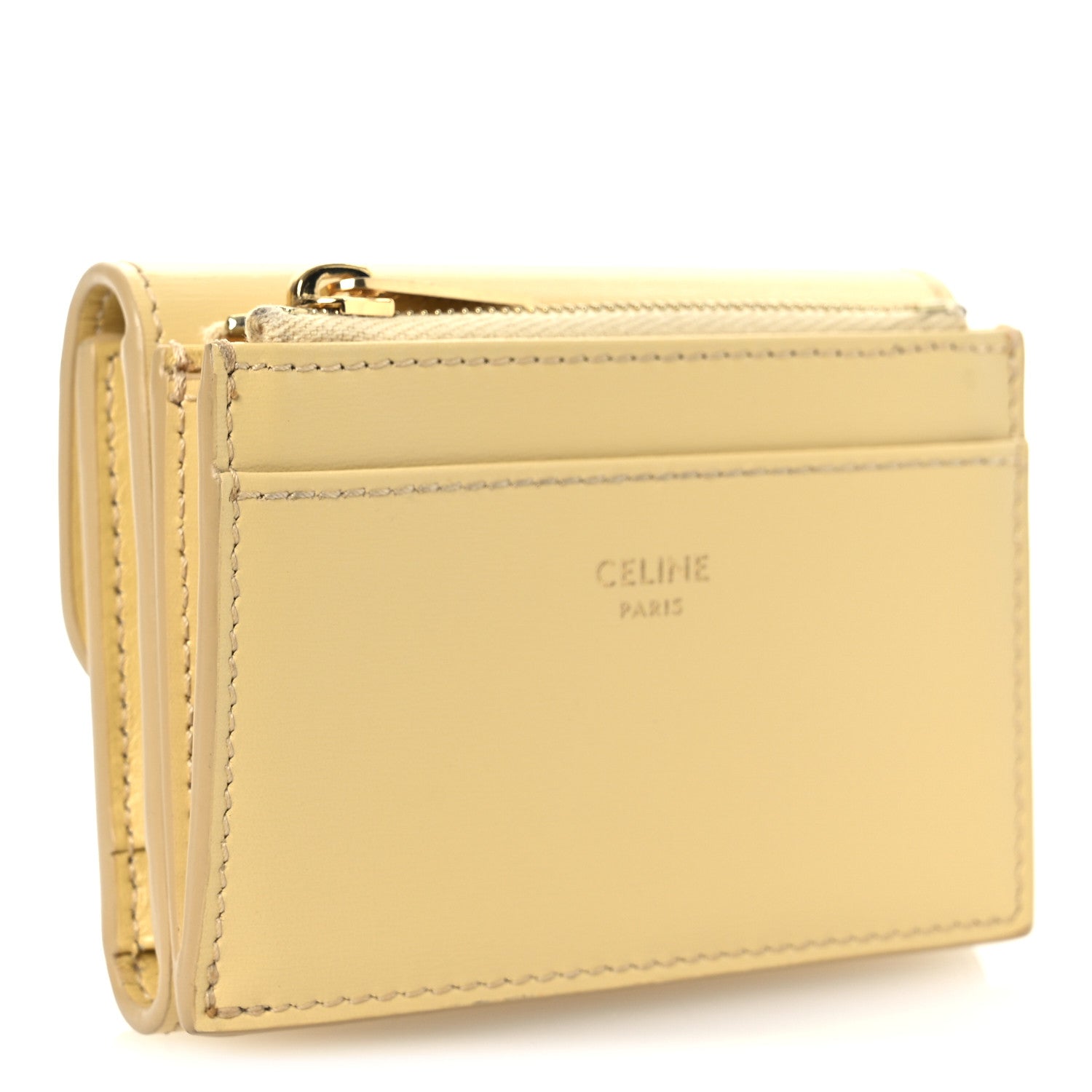 Celine Shiny Calfskin Compact Triomphe Wallet With Coin Purse Pollen 3 of 11