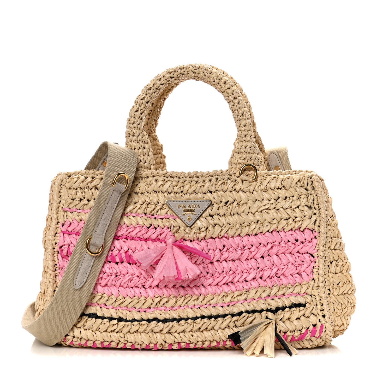 Raffia Woven Tote Naturale Rosa