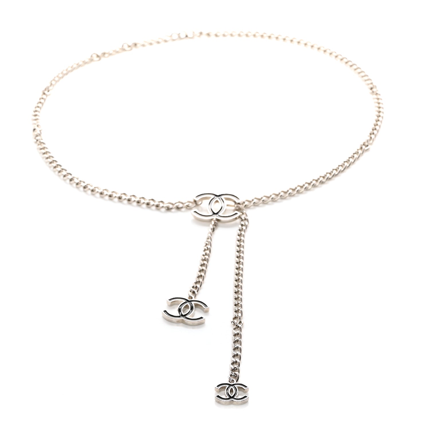 Chanel Enamel CC Chain Logo Belt Silver Black 1 of 4
