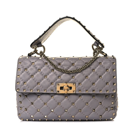 Valentino Garavani Nappa Medium Rockstud Spike Shoulder Bag Grey 1 of 9