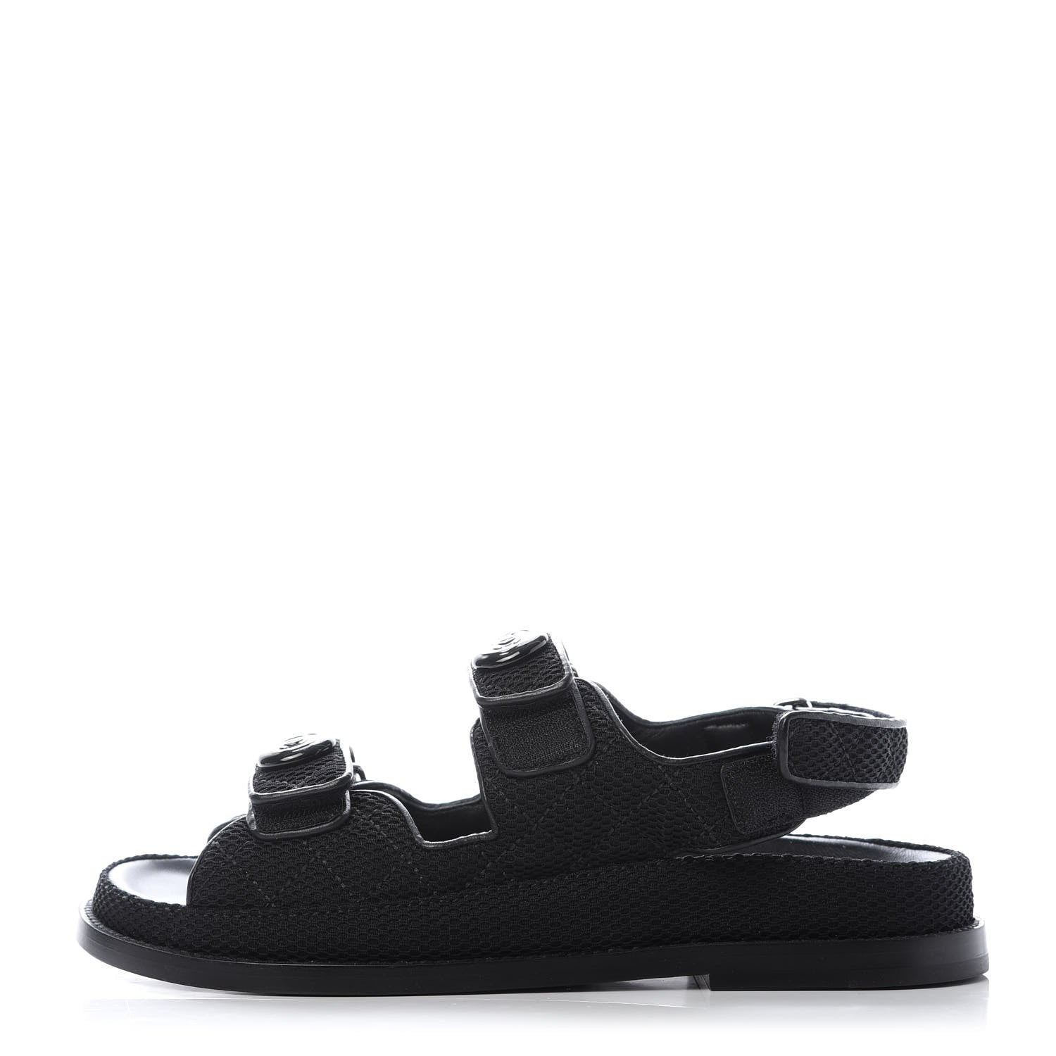 Chanel Fabric Velcro Dad Sandals 36.5 Black 1 of 10