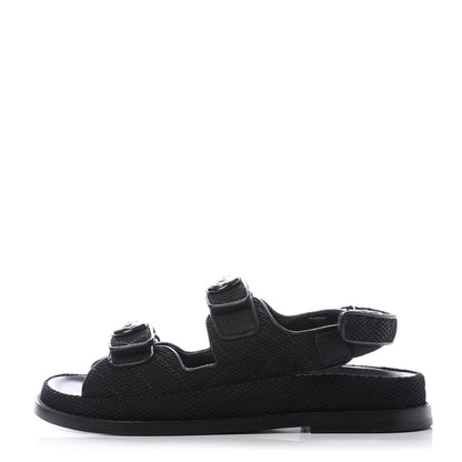 Chanel Fabric Velcro Dad Sandals 36.5 Black 1 of 10