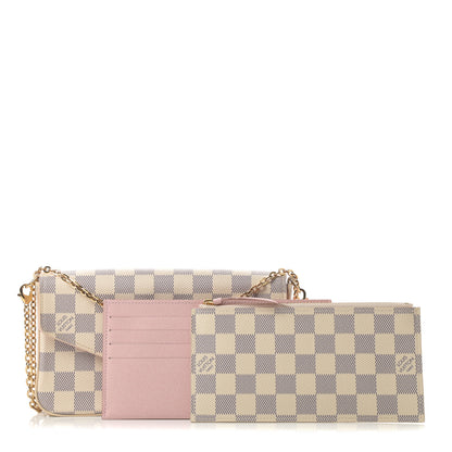 Louis Vuitton Damier Azur Pochette Felicie Chain Wallet Rose Ballerine 1 of 15