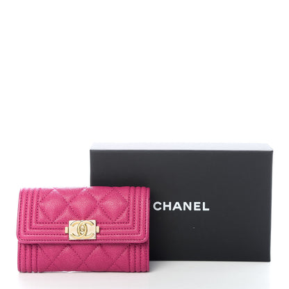 Chanel Caviar Quilted Boy Card Holder Wallet Fuchsia 9 of 9