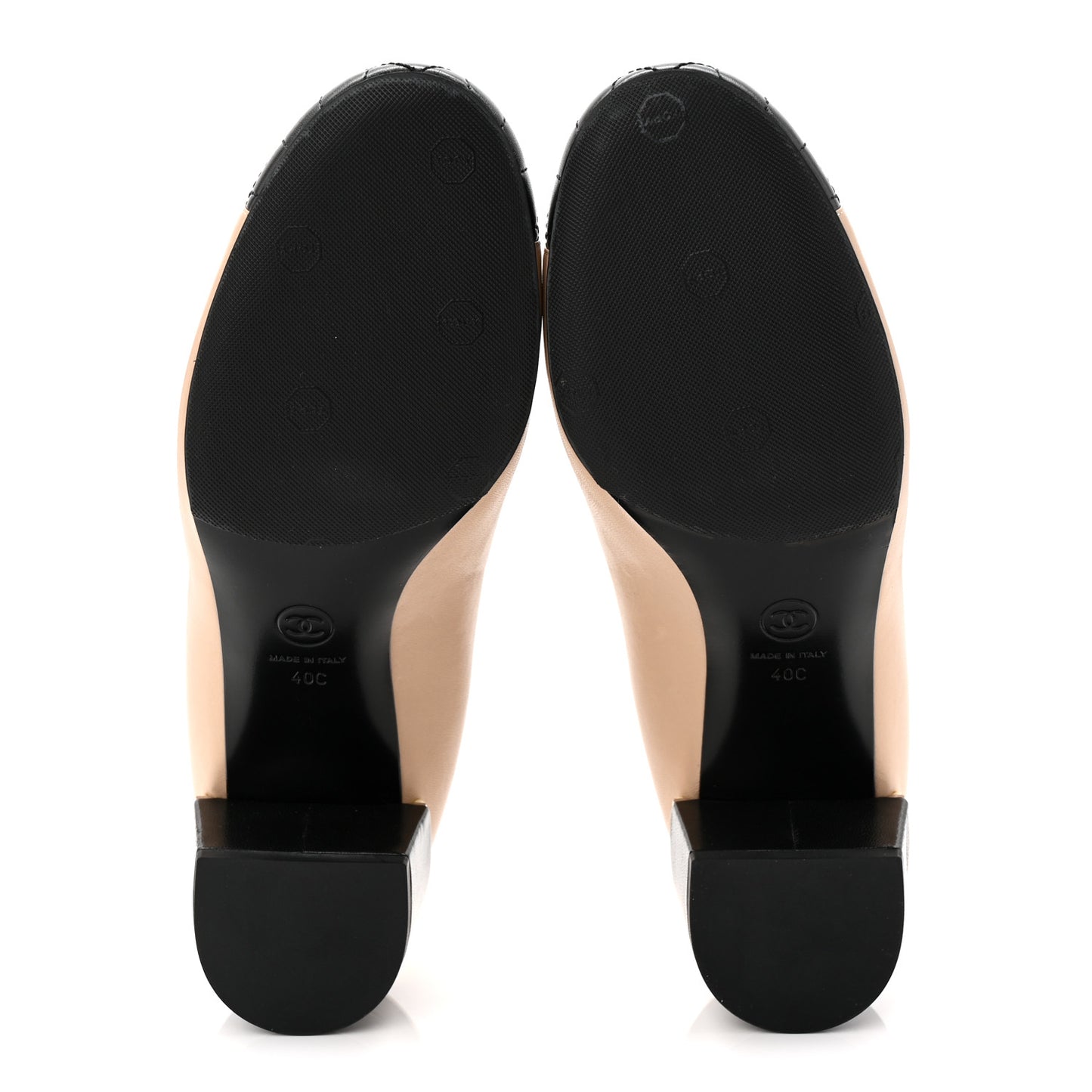 Lambskin Pearl Quilted Cap Toe Pumps 40 Beige Black