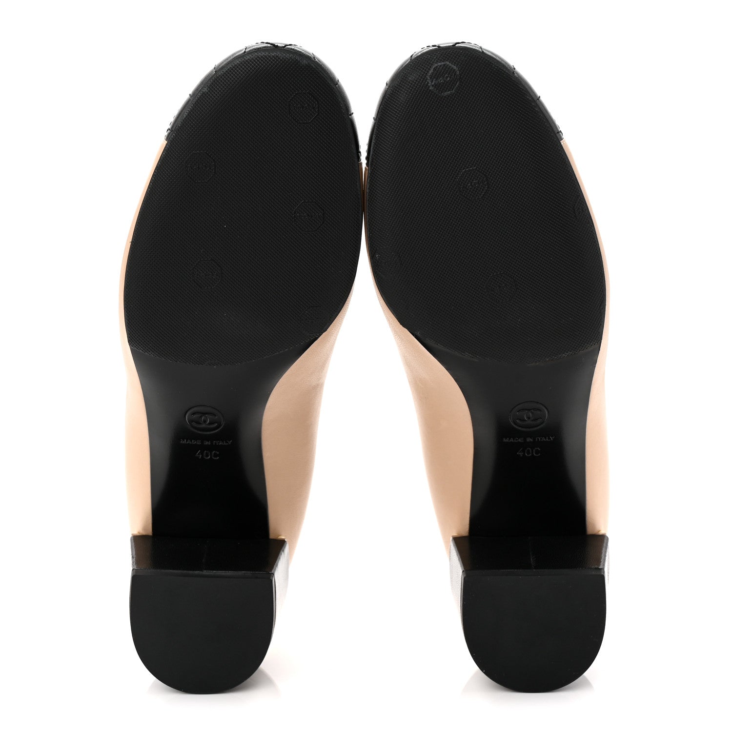 Chanel Lambskin Pearl Quilted Cap Toe Pumps 40 Beige Black 6 of 9