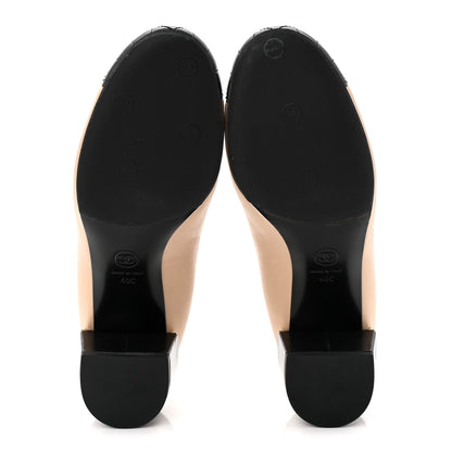 Chanel Lambskin Pearl Quilted Cap Toe Pumps 40 Beige Black 6 of 9