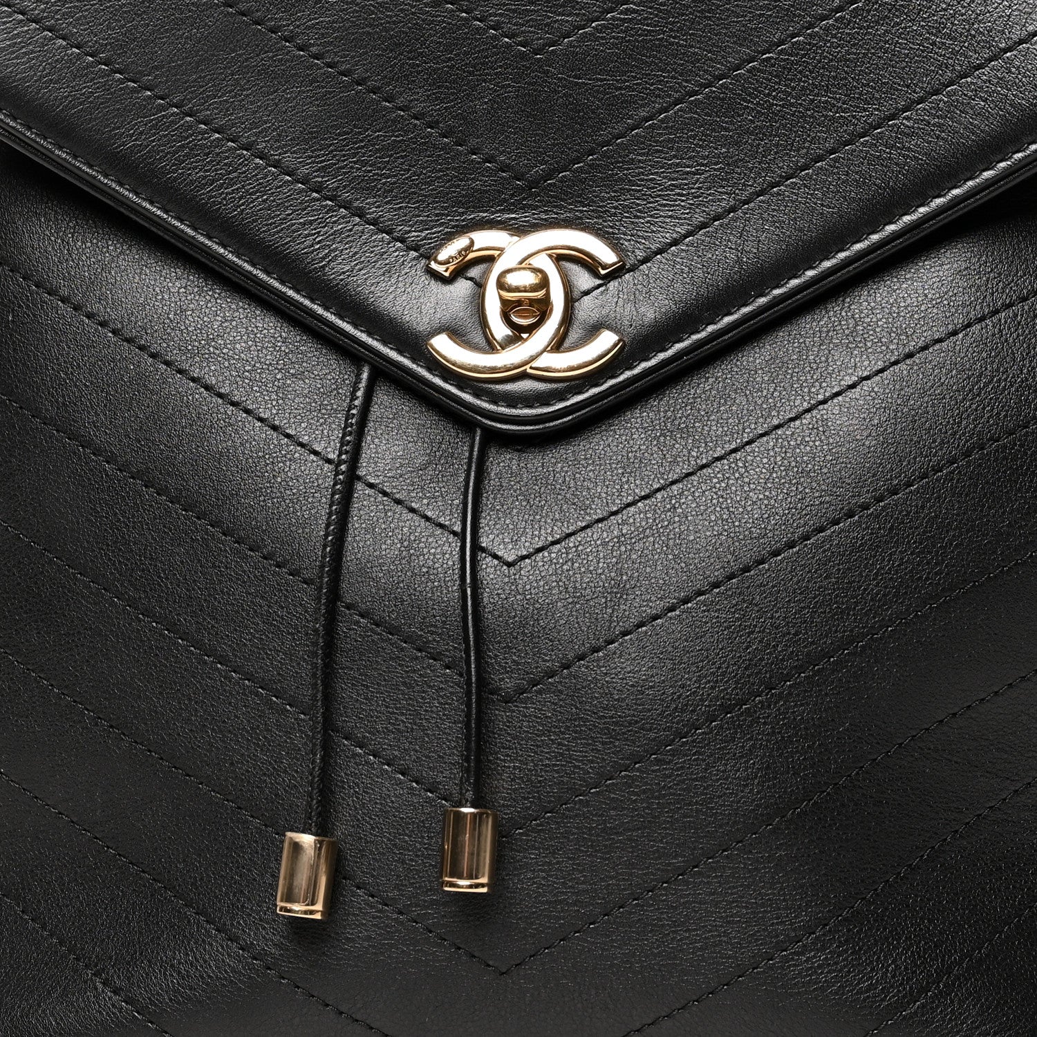 Chanel Grained Calfskin Chevron Stitched Backpack Black 8 of 11