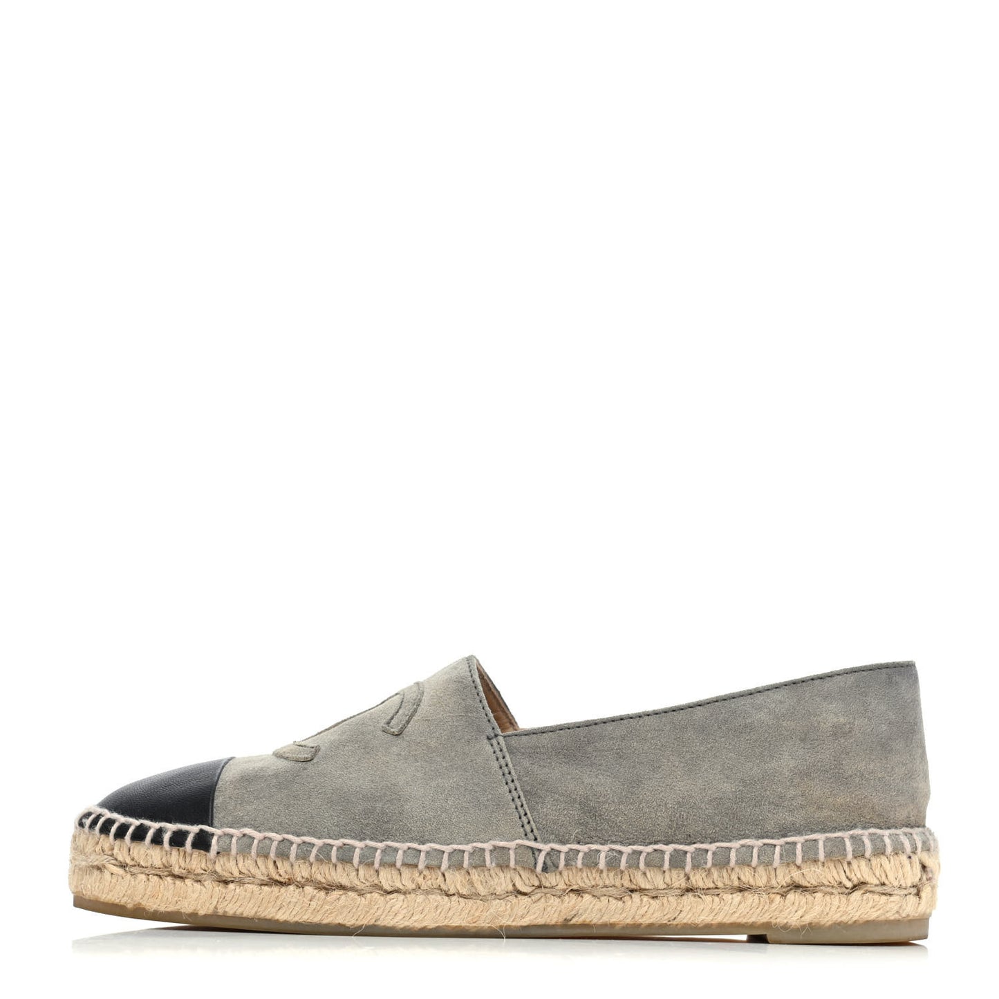 Suede Lambskin Espadrilles 37 Grey Black