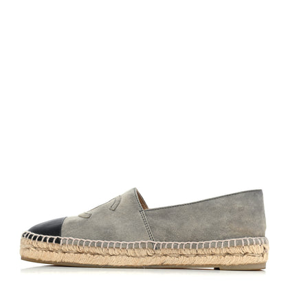 Chanel Suede Lambskin Espadrilles 37 Grey Black 1 of 4
