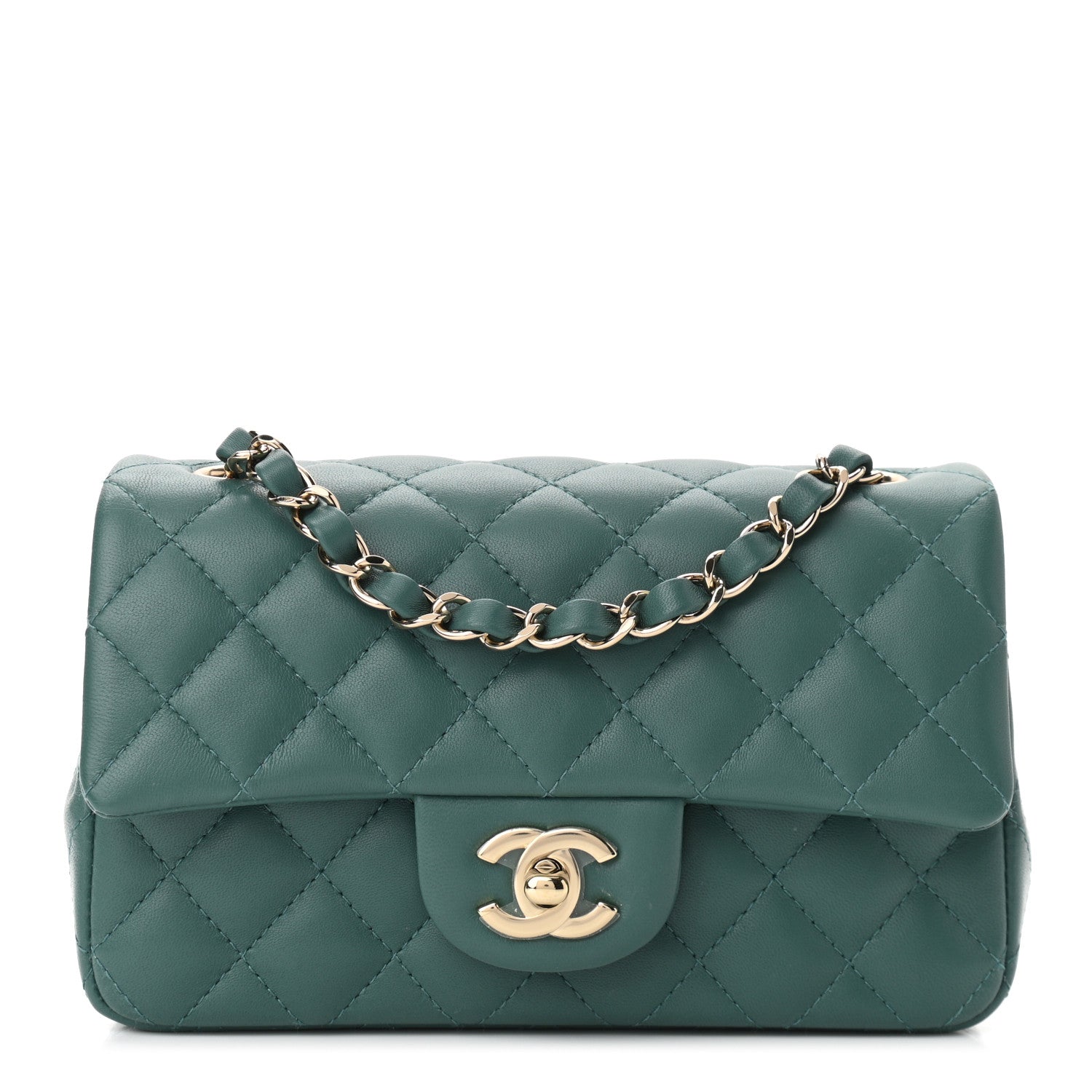 Chanel Lambskin Quilted Mini Rectangular Flap Green 1 of 9
