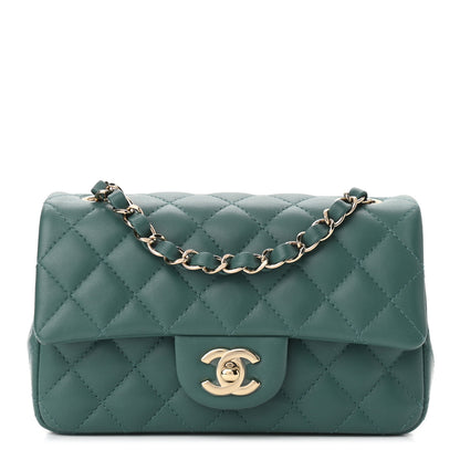 Chanel Lambskin Quilted Mini Rectangular Flap Green 1 of 9