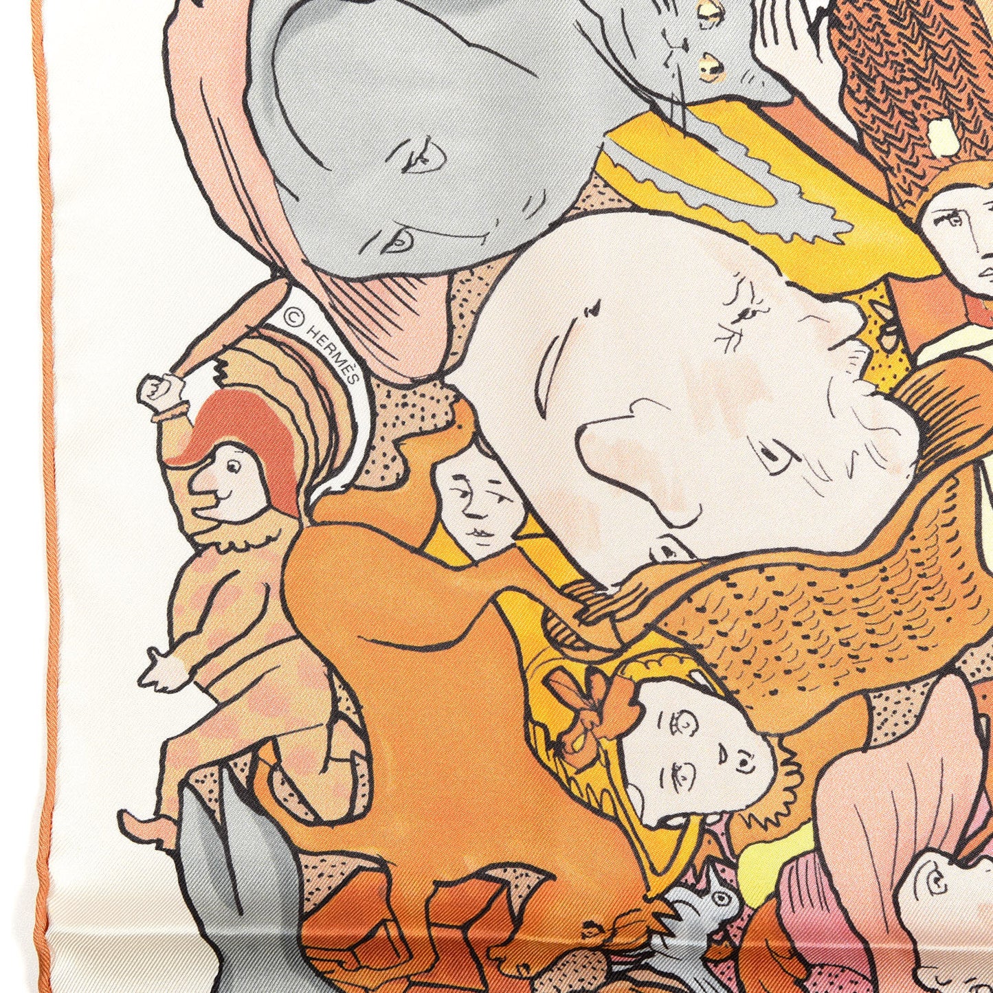 Silk Metamorphoses Par Paris Scarf 90 Cendre Brun Jaune