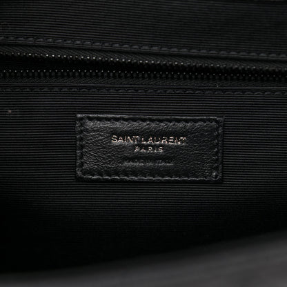 Saint Laurent Grain De Poudre Textured Mixed Matelasse Large Triquilt Monogram Monochrome Satchel Black 6 of 8