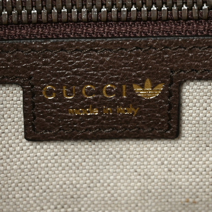 Gucci X ADIDAS Crystal Vintage Monogram Textured Dollar Calfskin Web Trefoil Logo Mini Bowling Bag Mid Natural Nut Off White New Acero 6 of 10