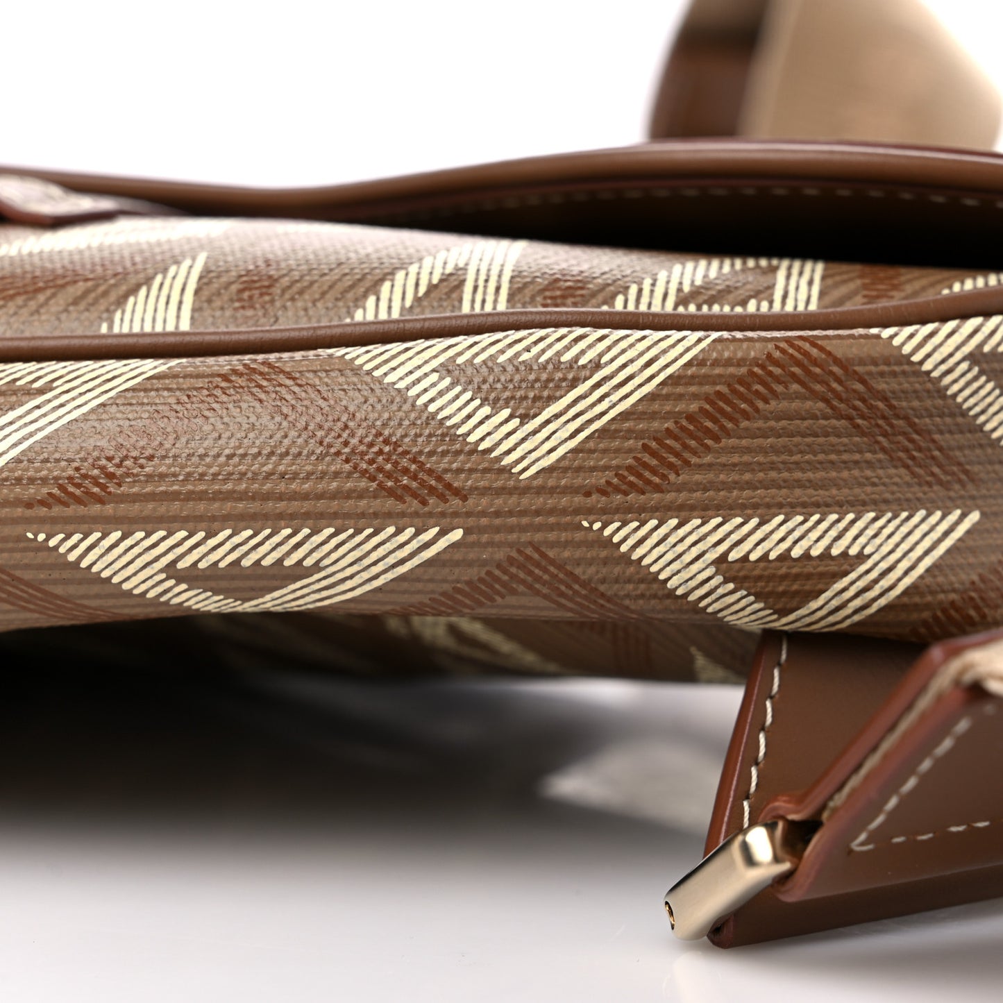 Coated Canvas CD Diamond Printed Mens Saddle Bag Coffee