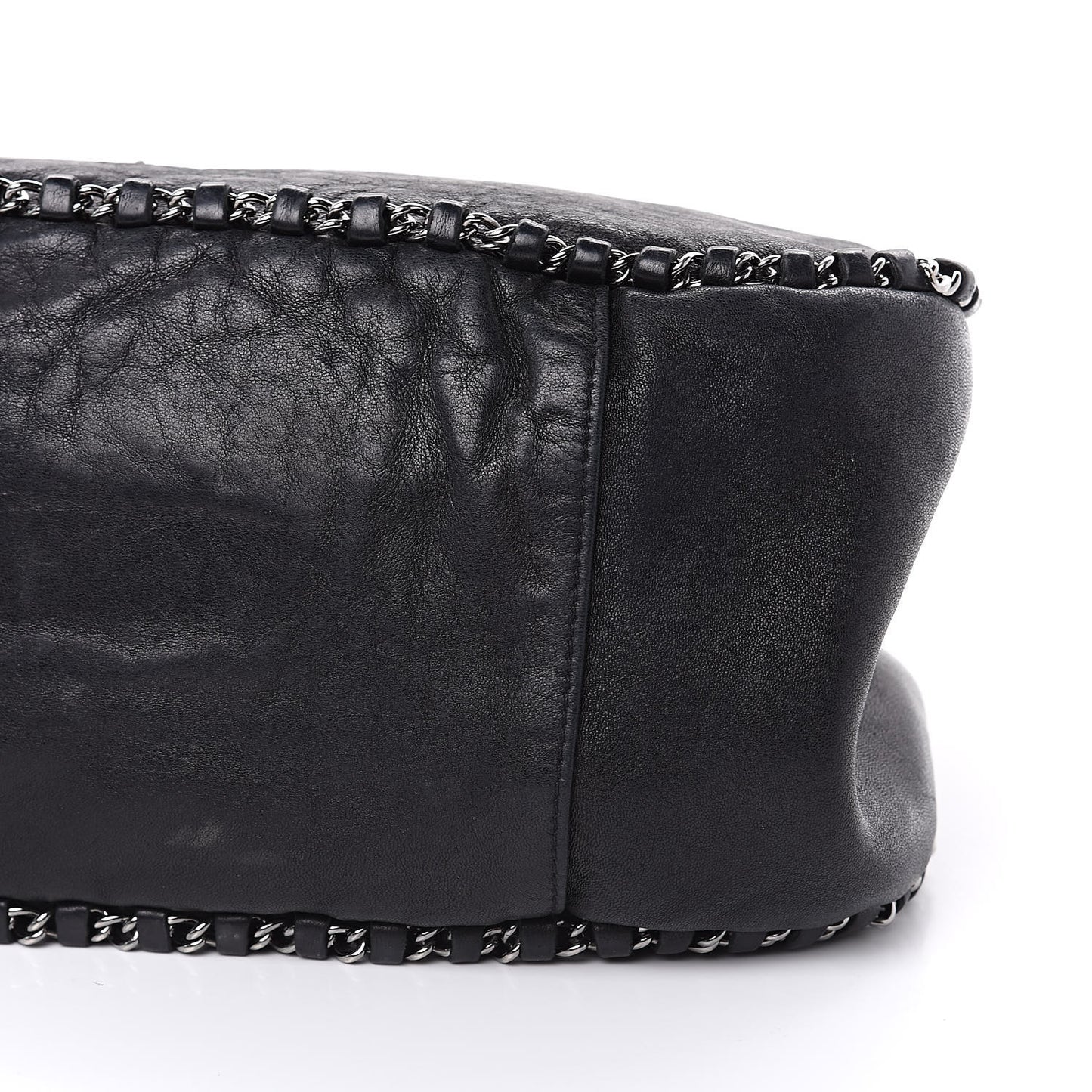 Lambskin Chain Hobo Black