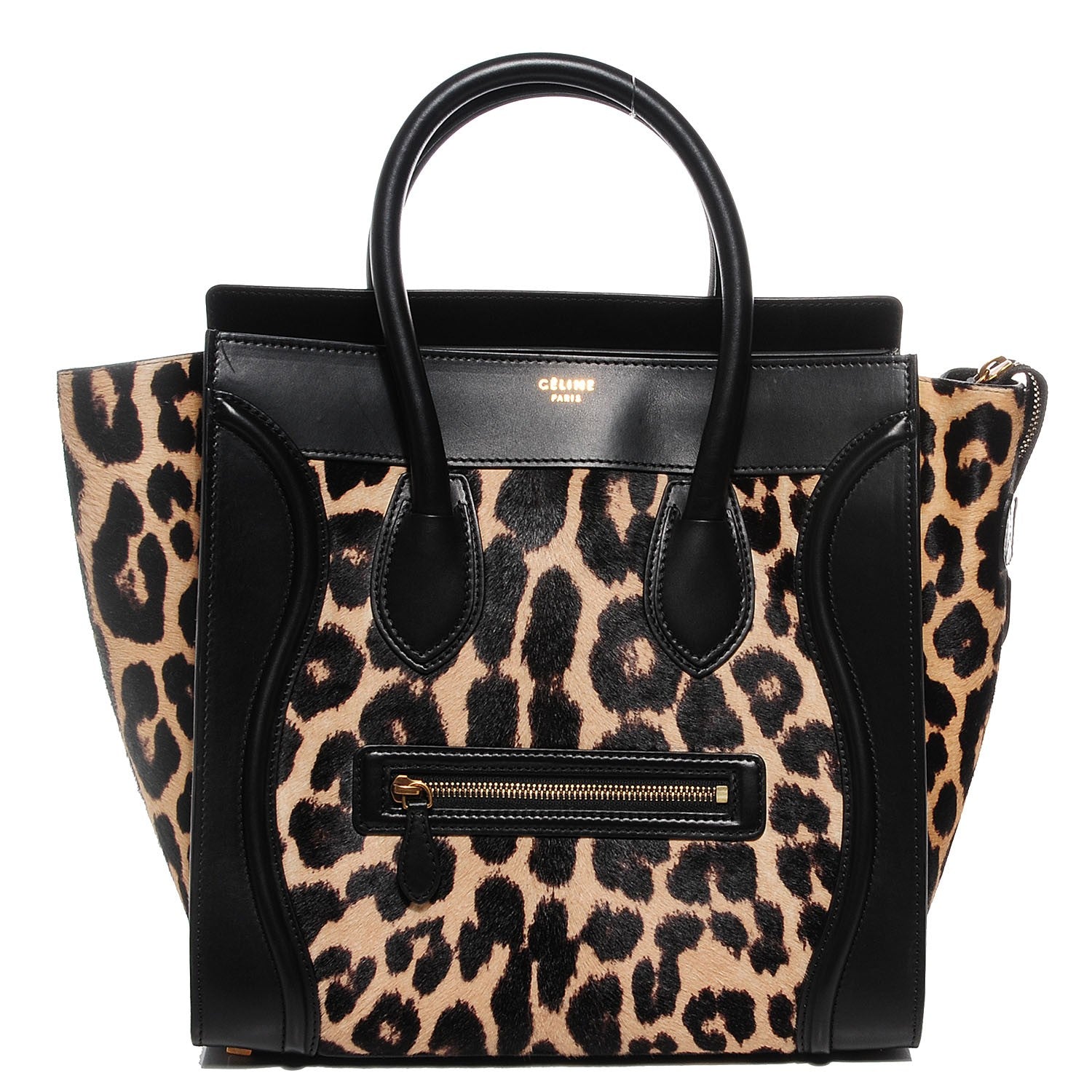 Celine Leopard Pony Hair Mini Luggage Black 1 of 8