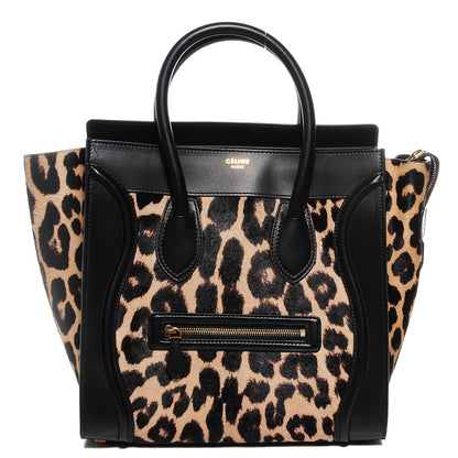 Celine Leopard Pony Hair Mini Luggage Black 1 of 8