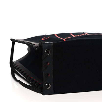 Christian Louboutin Braided Canvas Small Cabalace Shopper Tote Black 10 of 12
