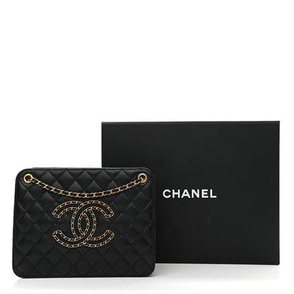 Chanel Calfskin Quilted CC Chain Accordion Tote Black 12 of 12