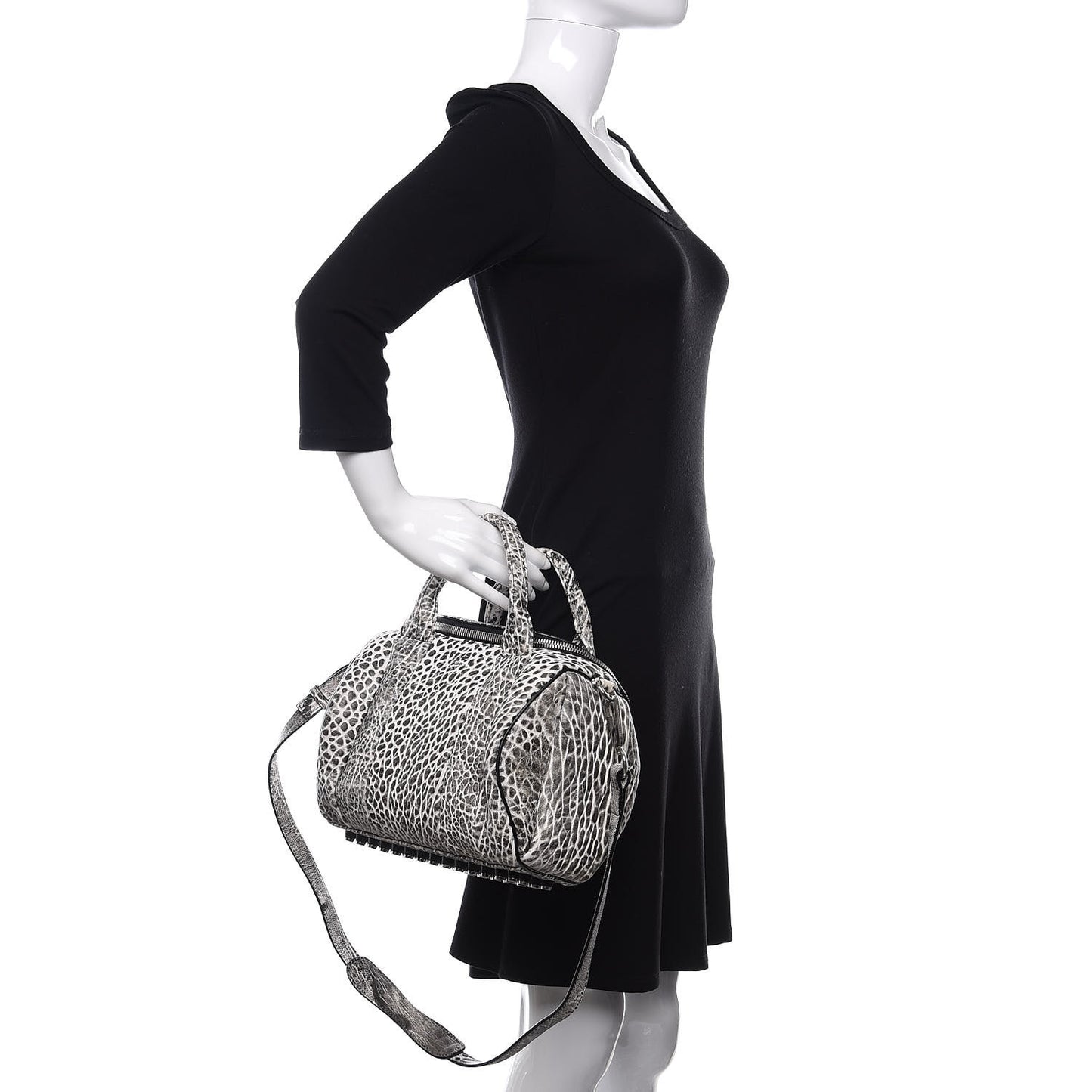 Pebbled Lambskin Rockie Black White Rhodium Hardware