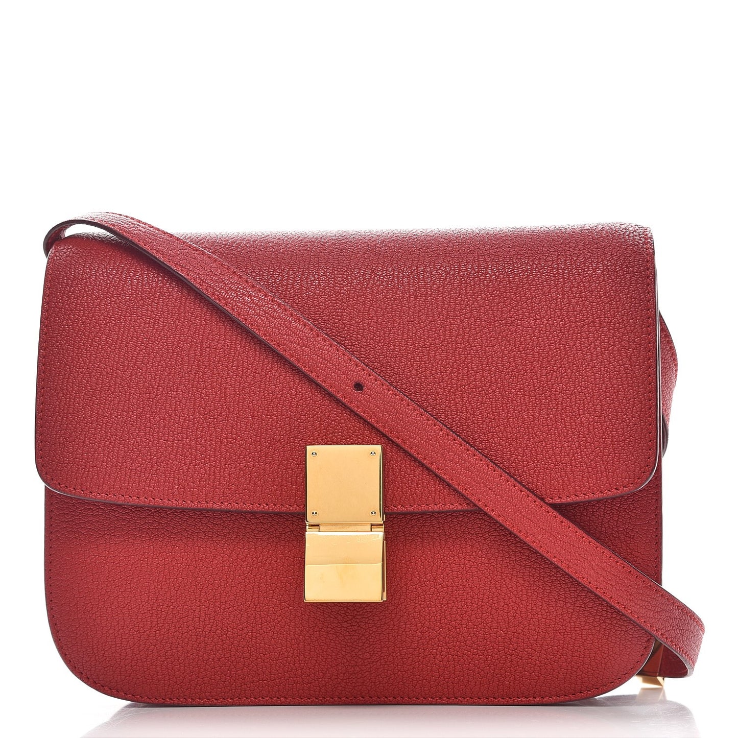 Goatskin Medium Classic Box Flap Bag Carmin