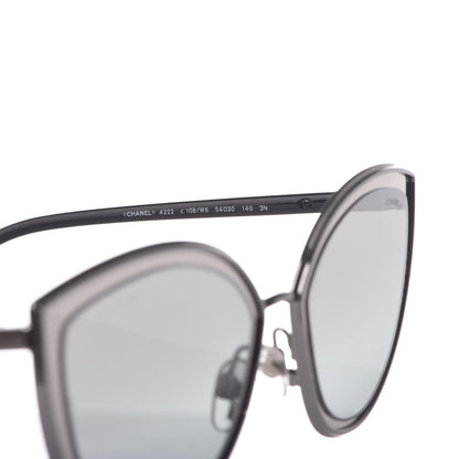 Chanel Silver Metal Cat Eye Sunglasses 4222 Silver Black 6 of 8