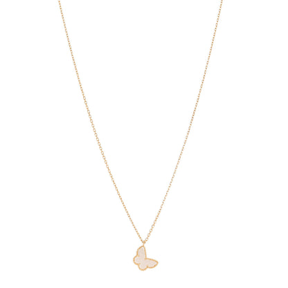 Van Cleef & Arpels 18K Yellow Gold Mother of Pearl Sweet Alhambra Butterfly Pendant Necklace 1 of 6
