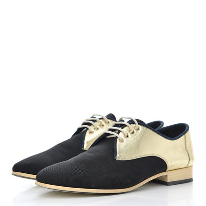Chanel Metallic Lambskin CC Lace Up Oxfords 35.5 Dark Gold 3 of 13