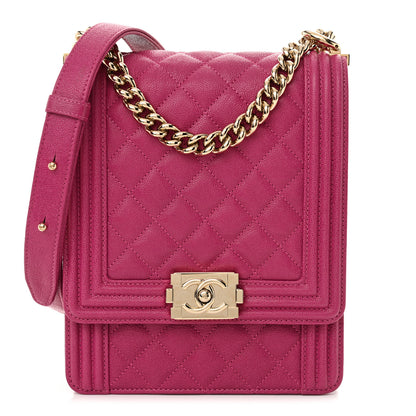 Chanel Caviar Quilted North South Boy Flap Fuchsia 1 of 11