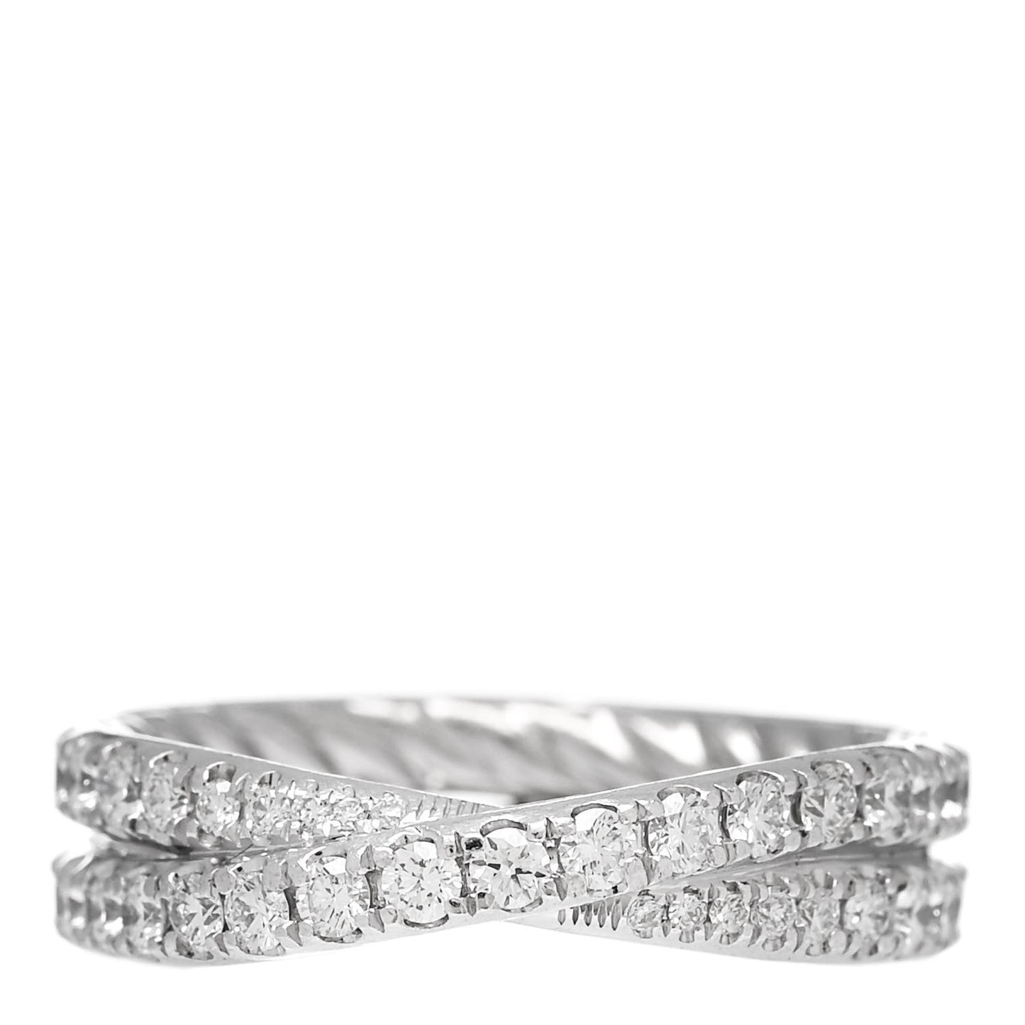 Platinum Diamond Crossover Wedding Band Ring 52 6