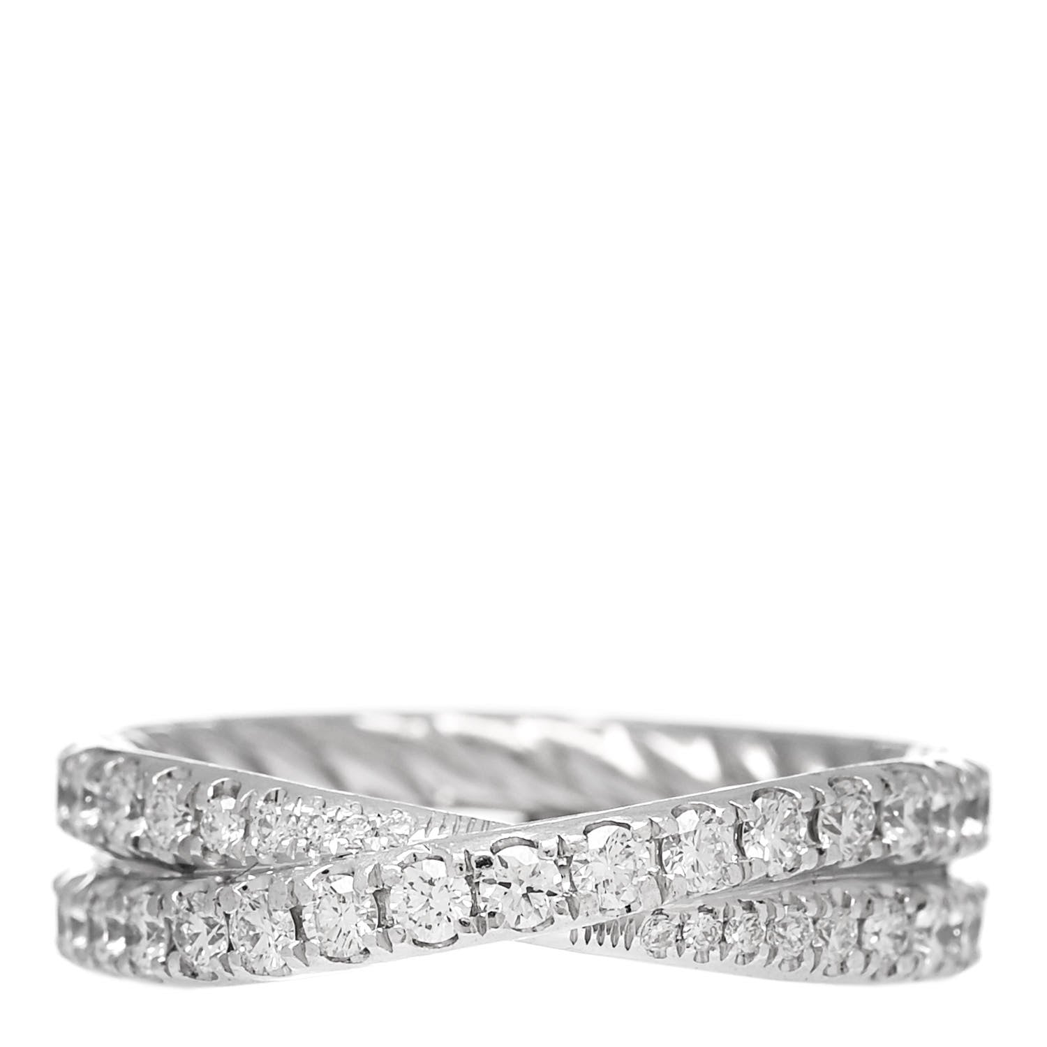 David Yurman Platinum Diamond Crossover Wedding Band Ring 52 6 1 of 5