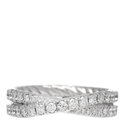 David Yurman Platinum Diamond Crossover Wedding Band Ring 52 6 1 of 5