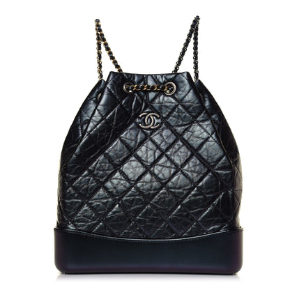 Chanel Iridescent Aged Calfskin Quilted Gabrielle Backpack Black 1 of 4
