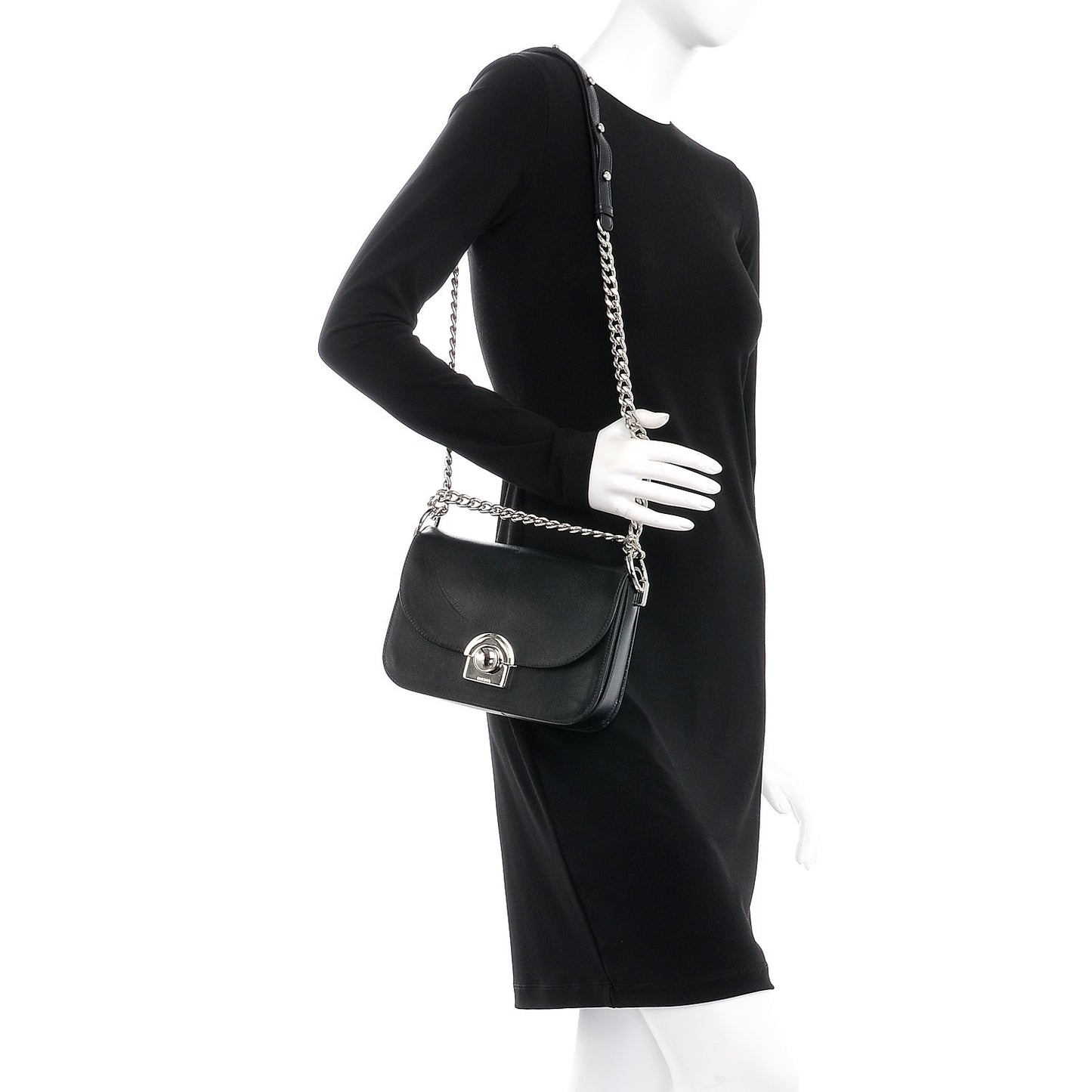 Glace Calfskin Arcade Crossbody Bag Black