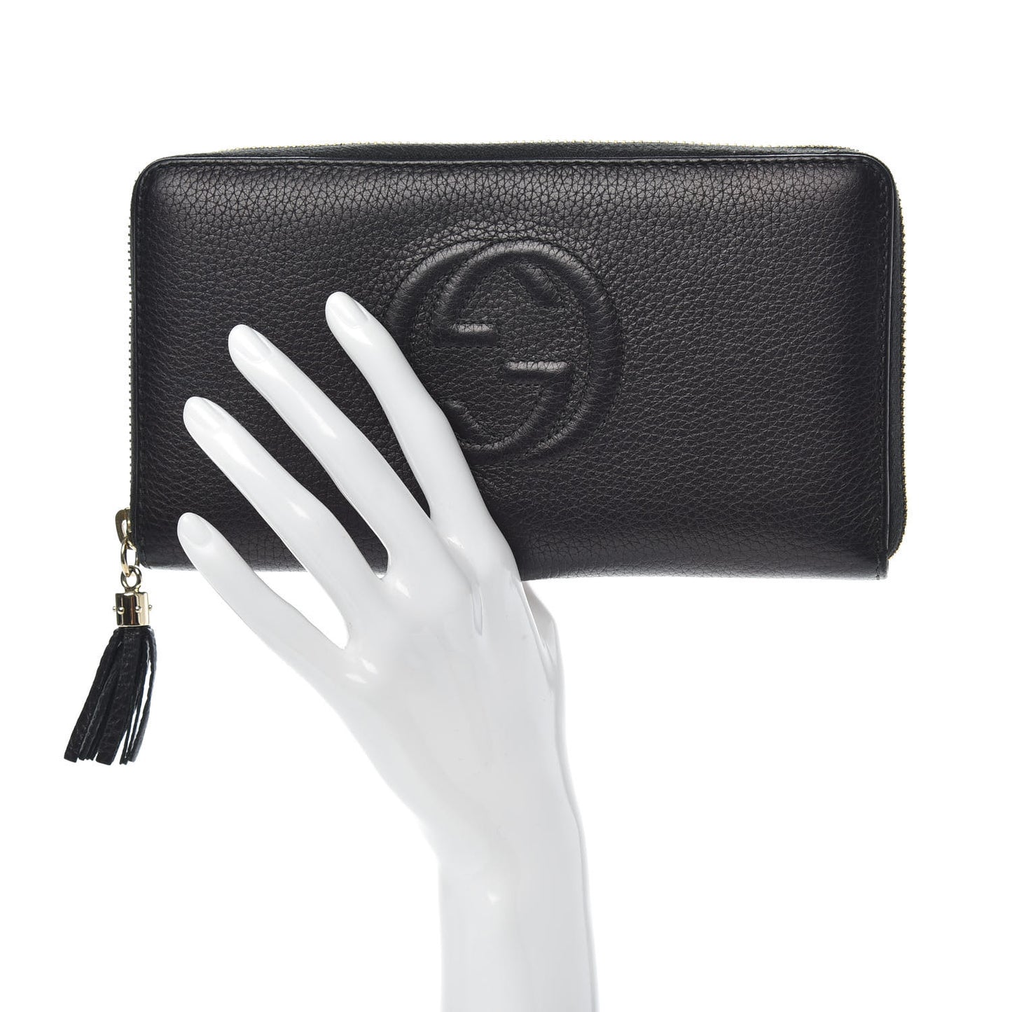 Pebbled Calfskin Soho Zip Around Wallet Black