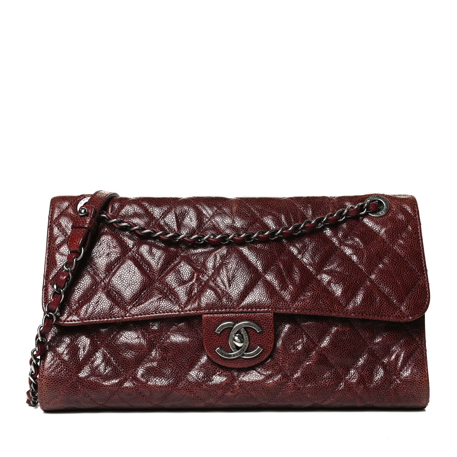 Chanel Crumpled Grained Calfskin Jumbo CC Crave Flap Burgundy 1 of 9