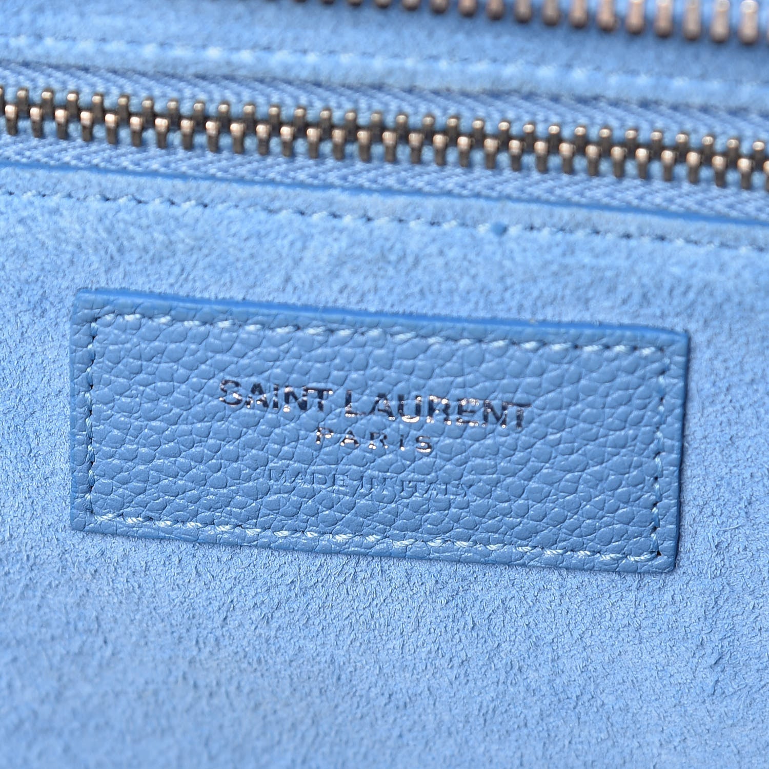 Saint Laurent Grained Calfskin Small Rive Gauche Cabas Blue Clair 8 of 10