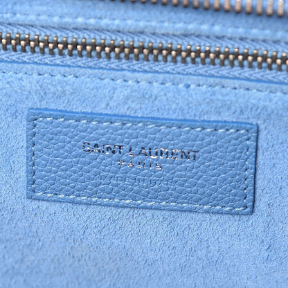 Saint Laurent Grained Calfskin Small Rive Gauche Cabas Blue Clair 8 of 10
