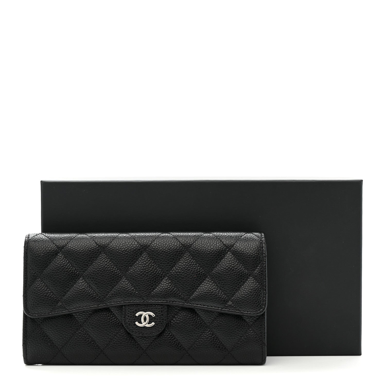 Chanel Caviar Quilted Large Gusset Flap Wallet Black 9 of 9