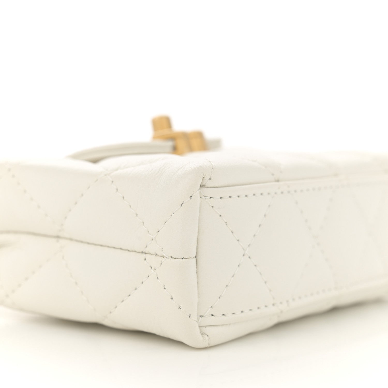 Chanel Shiny Aged Calfskin Quilted Mini Nano Kelly Shopper White 9 of 11