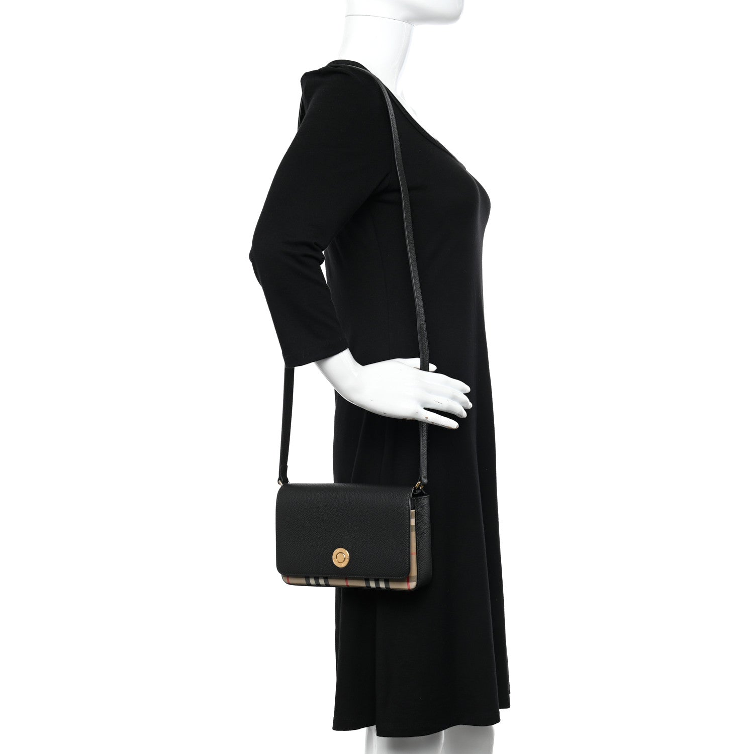 Burberry Grainy Calfskin Vintage Check Hampshire Crossbody Black 2 of 9